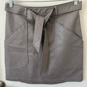 Wishlist Sz. M Vegan Leather Tie Waist Skirt Pockets Edgy Chic Modern Highwaist